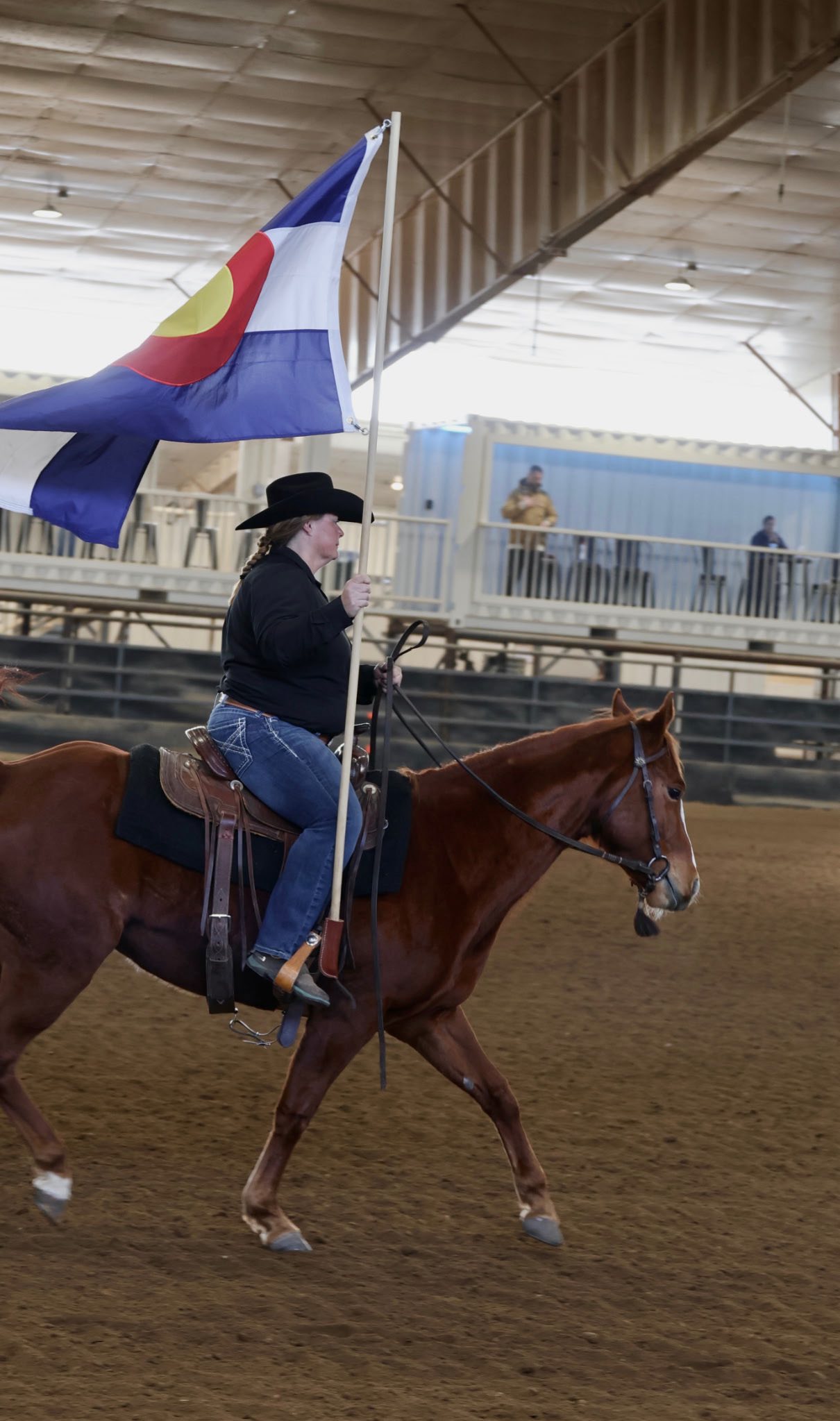 Rider with Colorado state flag