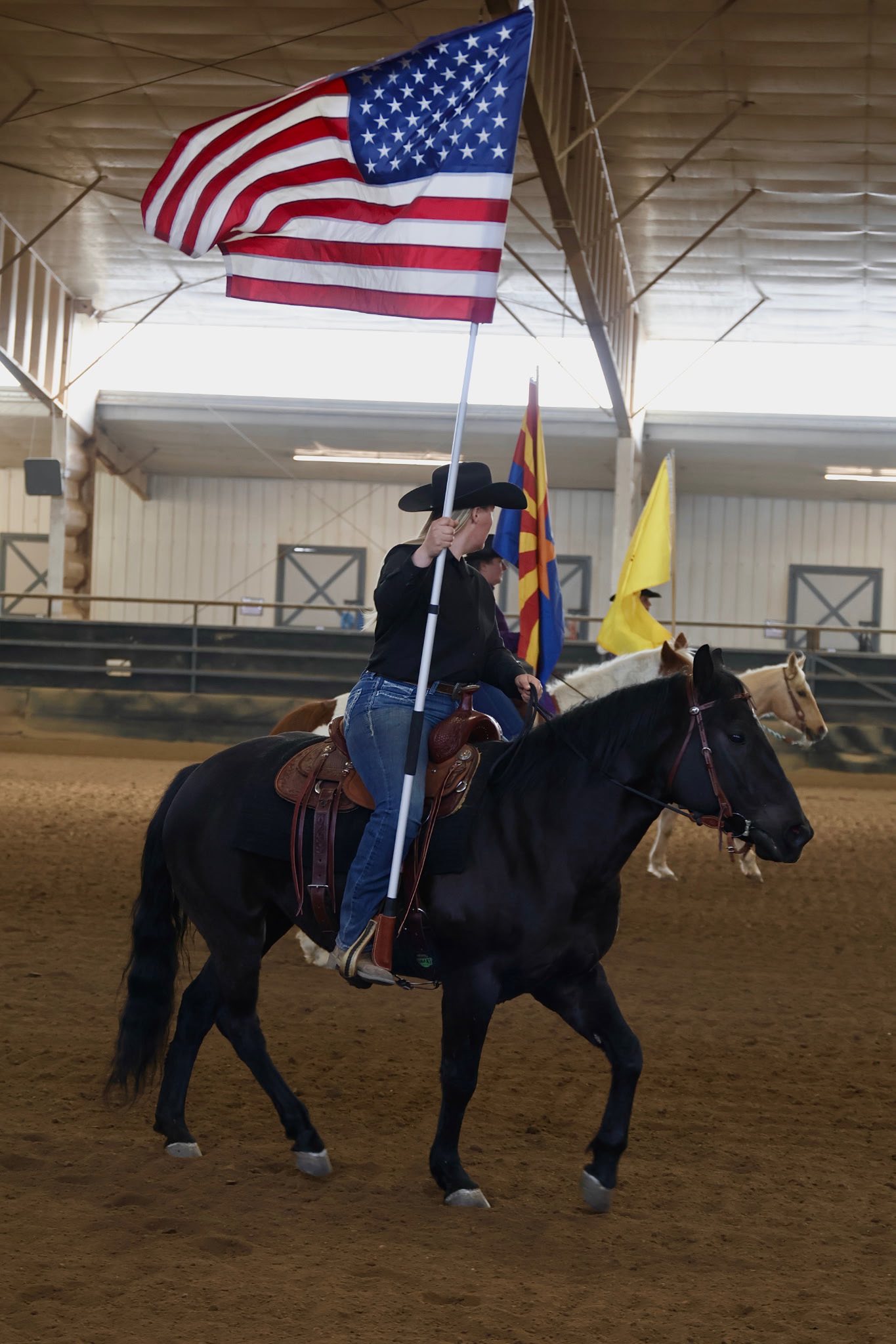 Rider with two flags